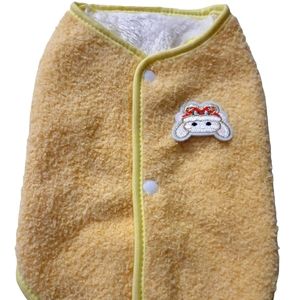 Sz med small Dog carton patch yellow white lined warm pet vest new